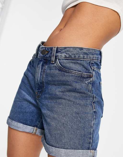Noisy May - Denim mom short in middenblauw, 3 van 4