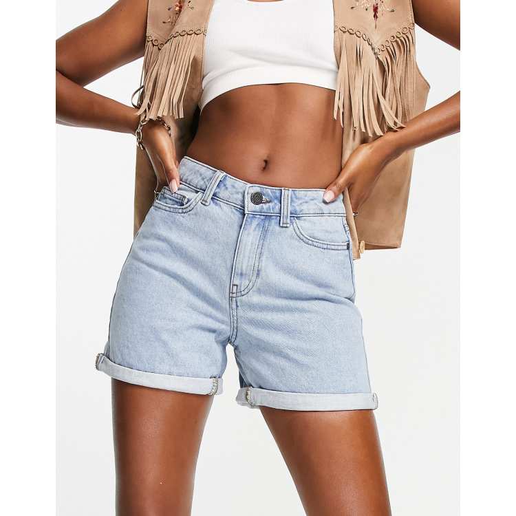 Noisy May denim mom shorts in light blue