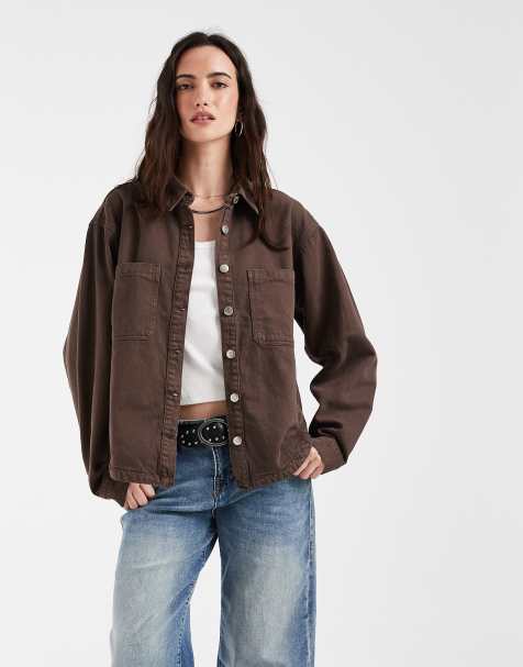 Noisy May denim shacket i chokolade - view 1