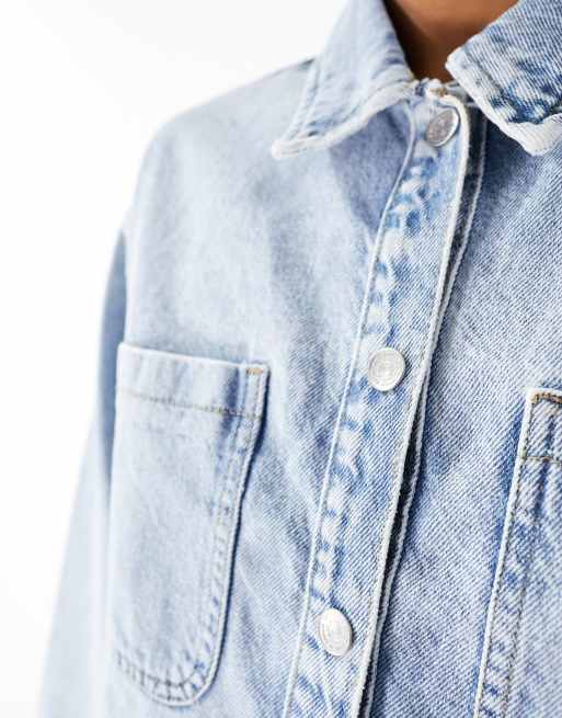 Noisy May denim shacket in light-blue wash, 3 of 4