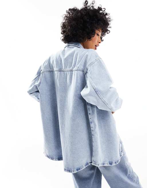 Noisy May denim shacket in light-blue wash, 4 of 4