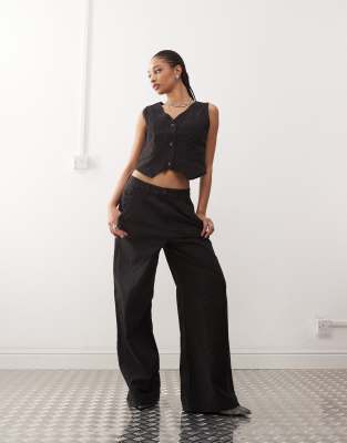 Noisy May denim tailored co ord in black pinstripe  ASOS Sale