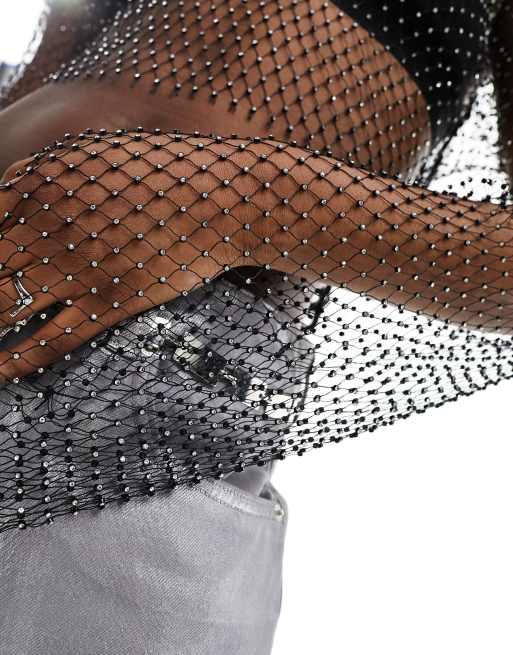 Kylie Rhinestone Crystal Diamond Mesh Fishnet Legging Trousers