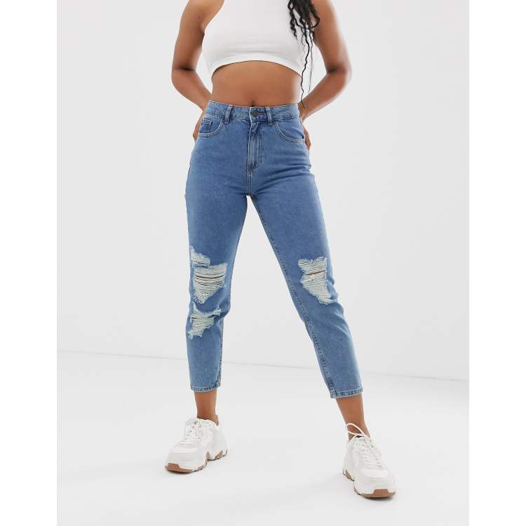 Noisy May distressed mom jean in blue