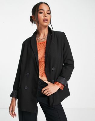 Noisy May double breasted blazer in black - ASOS Price Checker