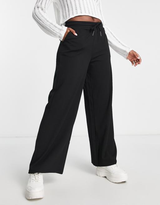 Noisy May drawstring wide leg trousers in black