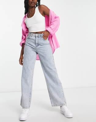 Noisy May drew high rise wide leg jean in light wash | ASOS