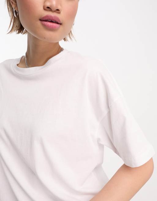 Noisy May drop shoulder oversized t shirt in white