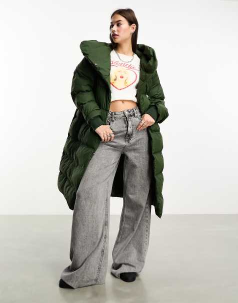 Noisy May - Droplets - Cappotto imbottito taglio lungo verde con cappuccio oversize - view 1