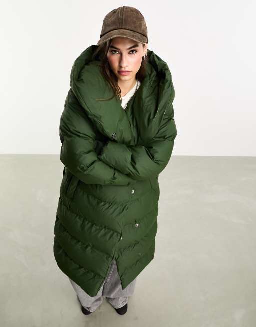 Noisy May - Droplets - Gewatteerde jas met oversized capuchon en lange pasvorm in groen, 2 van 4