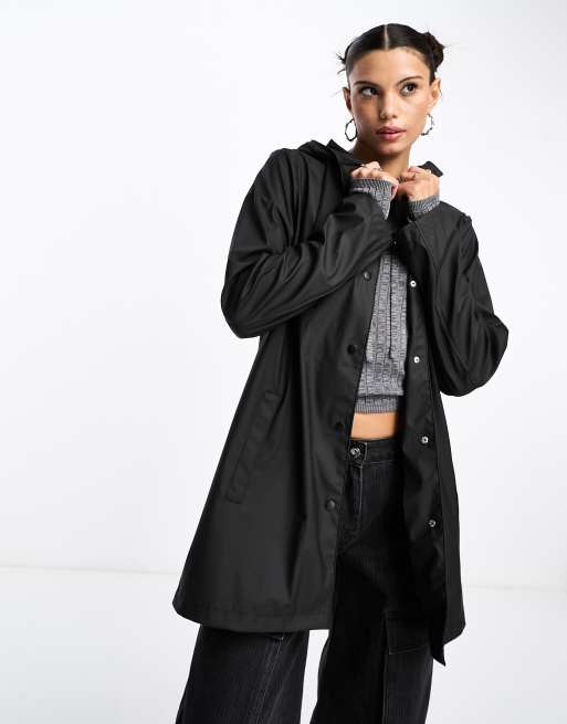 Noisy May Droplets longline hooded raincoat in black | ASOS