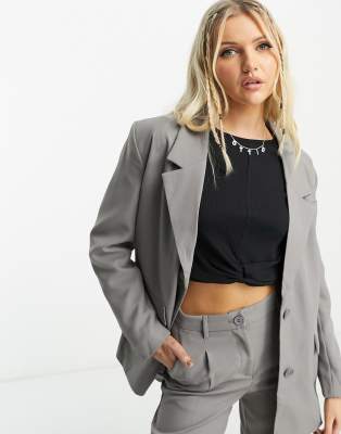 Noisy May - Eleganter Oversize-Dad-Blazer in Grau, Kombiteil