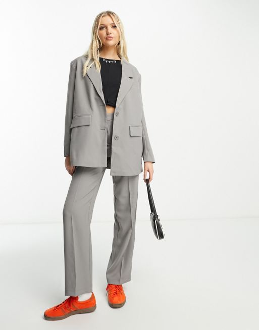 Noisy May – Eleganter Oversize-Dad-Blazer in Grau, Kombiteil, 4 von 4