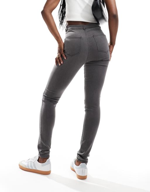 Noisy May – Ella – Jeans in grauer Waschung mit hohem Bund und engem Schnitt, 4 von 4