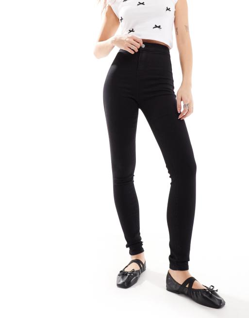 Noisy May Ella super high waisted skinny jeans in black ASOS