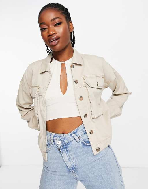 Stone cropped hot sale denim jacket