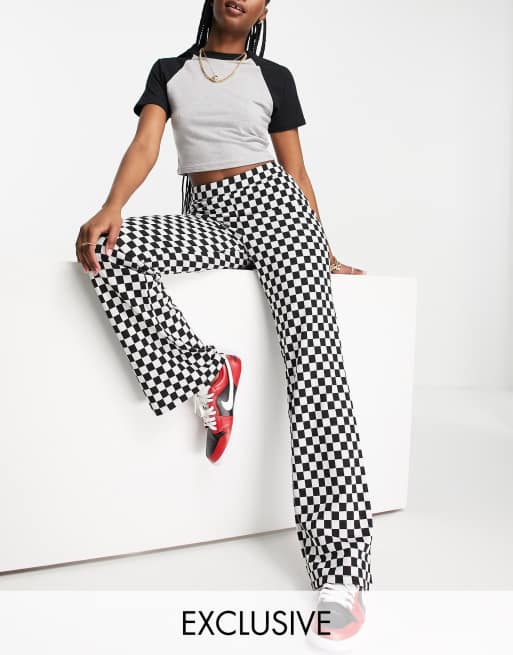 Noisy May exclusive flares in black checkerboard | ASOS