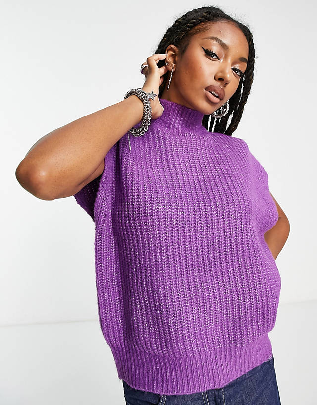 Noisy May - exclusive high neck sleeveless jumper in purple