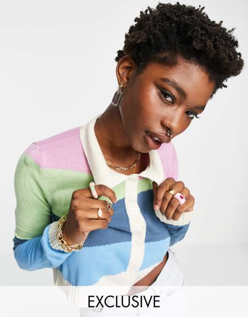 Noisy May Exclusive landscape cardigan in multi
