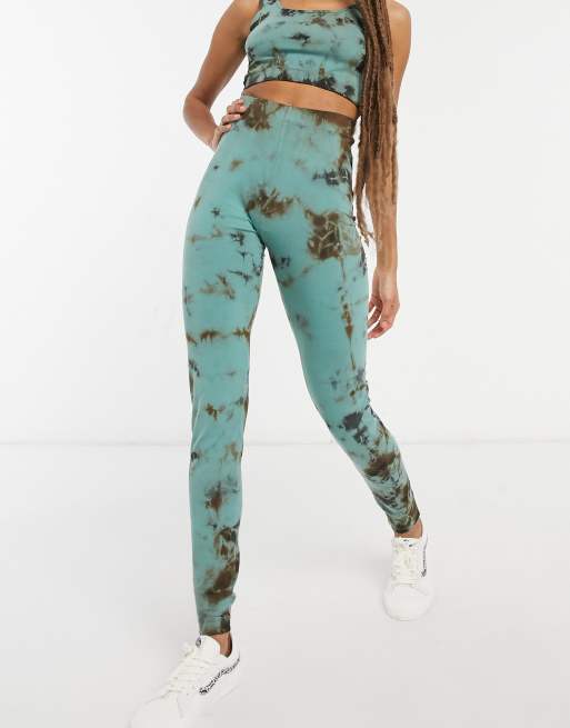 Noisy May exclusive leggings co-ord in green and black tie dye, 4 of 4