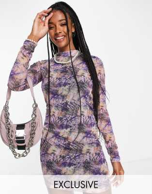 purple marble print dress