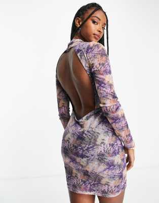 purple marble print dress