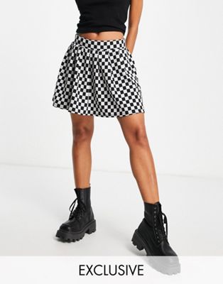 Noisy May exclusive mini skirt in black checkerboard - ASOS Price Checker
