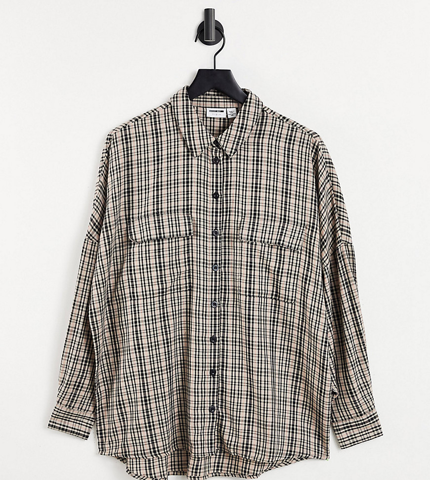 Noisy May Exclusive oversized coordinating shirt in gray check-Multi