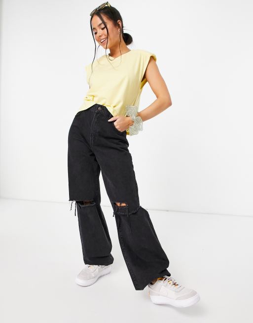 Padded Slouchy 1 Pocket Shirt - Yellow