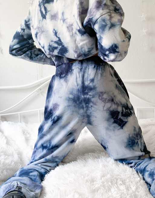 Noisy May exclusive sweatpants in blue and white tie dye, 2 of 4