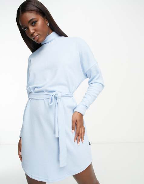 ASOS LUXE jacquard mini dress with pleated puff sleeve in pale blue