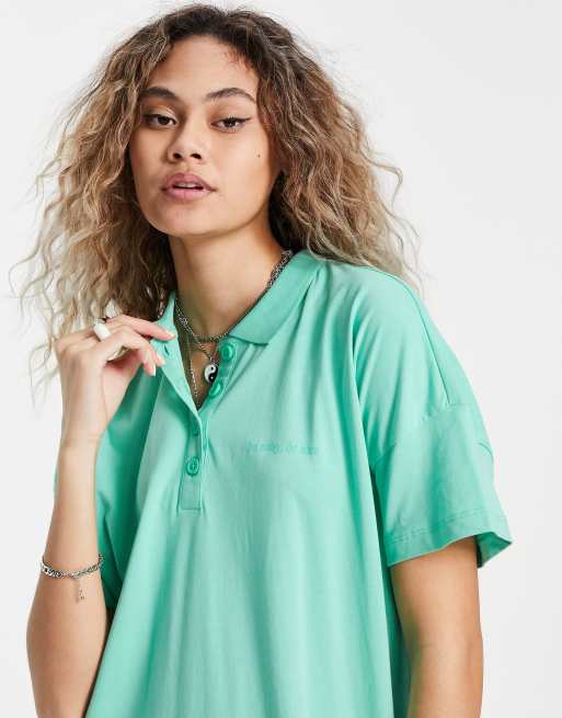 Noisy May – Exclusive – Übergroßes T-Shirt-Kleid in Minzgrün in Polo-Passform, 3 von 4