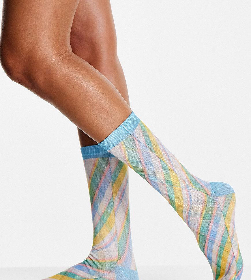 Noisy May - Exclusives - Geruite sokken in pastelkleur-Veelkleurig