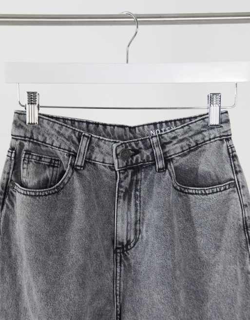 Noisy May - Exclusivité - Jean mom taille haute à genoux déchirés - Gris clair, 3 de 4