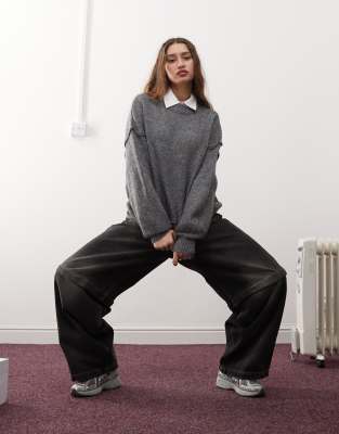 Noisy May Noisy May exposed seam detail jumper in grey