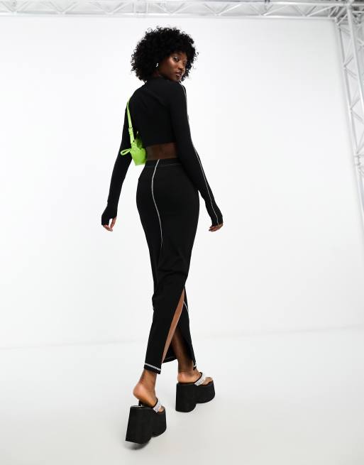 Noisy May exposed seam maxi skirt in black (part of a set), 4 of 4