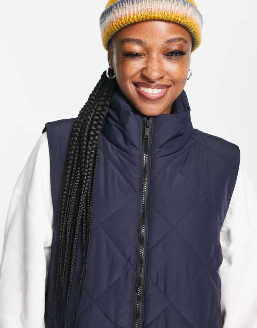 Noisy May Falcan Veste longue matelassee sans manches Bleu marine ASOS
