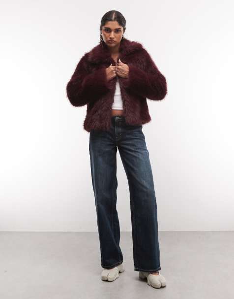 Noisy May faux-fur Jacke in Pflaume - view 1