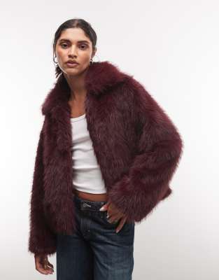 Noisy May Faux Fur Jacket In Purple