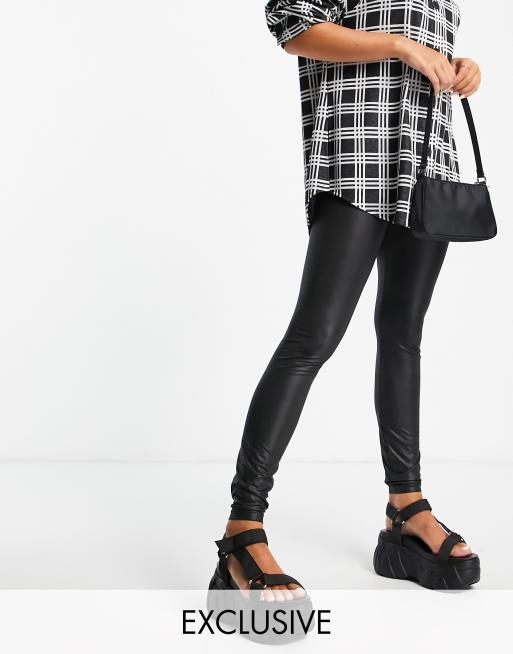 Noisy May Petite leather-look leggings in black - ShopStyle