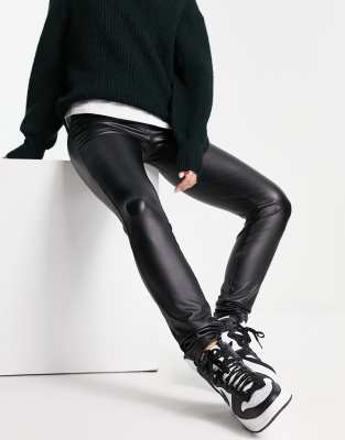 Noisy May velvet leggings with stirrup in black