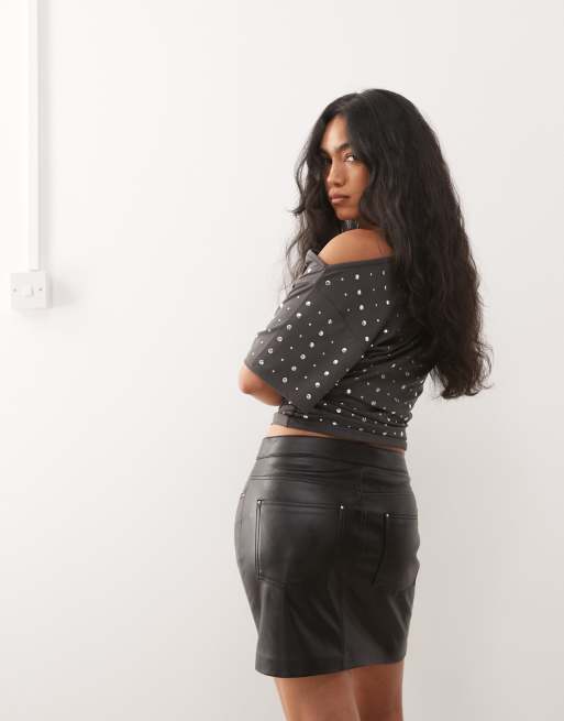 Noisy May faux leather mini skirt in black, 5 of 5