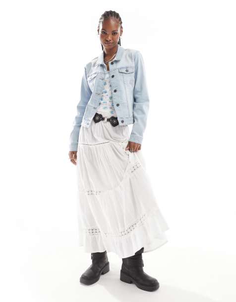 Noisy May fitted denim jacket in light wash blue - view 1