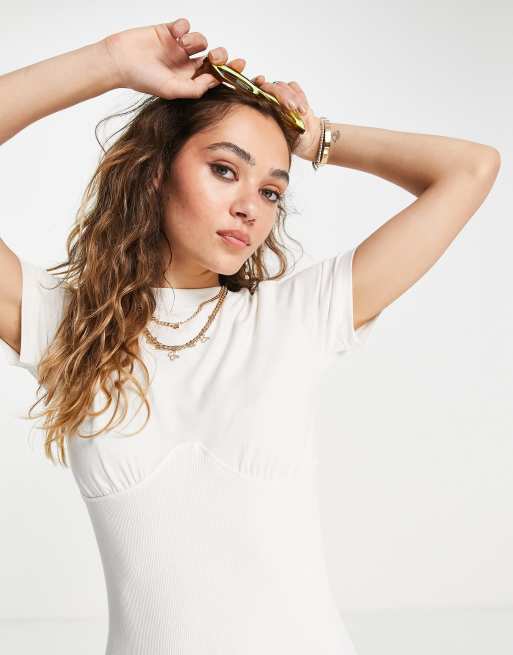 Basic rib tee - White - Women - Gina Tricot