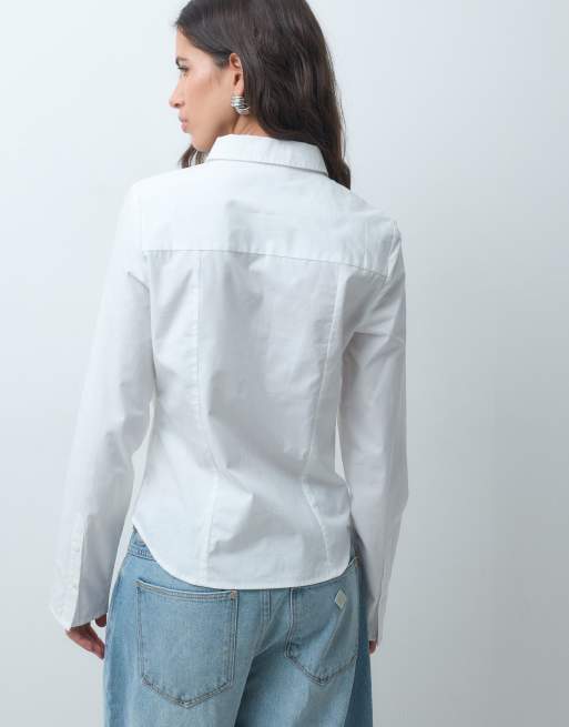 Noisy May fitted shirt in white, 4 of 4