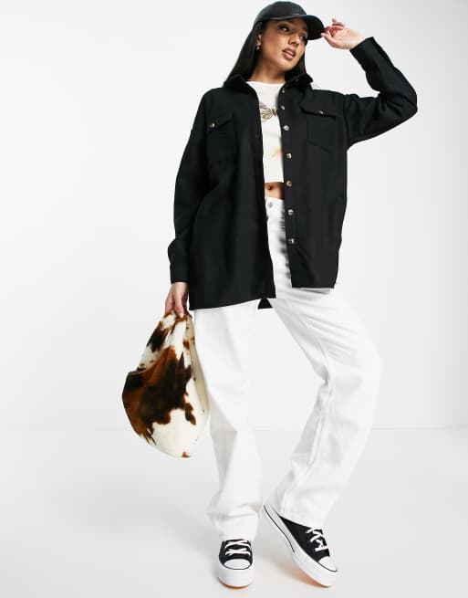 Noisy May – Flanny – Lange Hemdjacke in Schwarz
