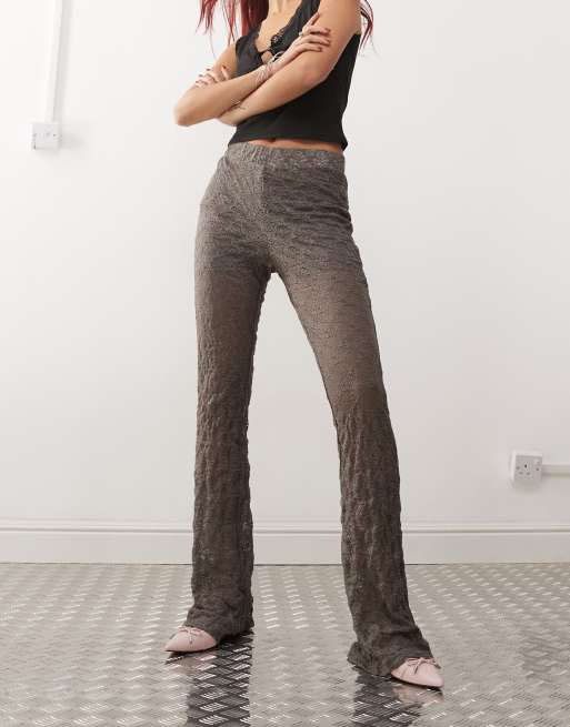 Noisy May flare lace pants in grey