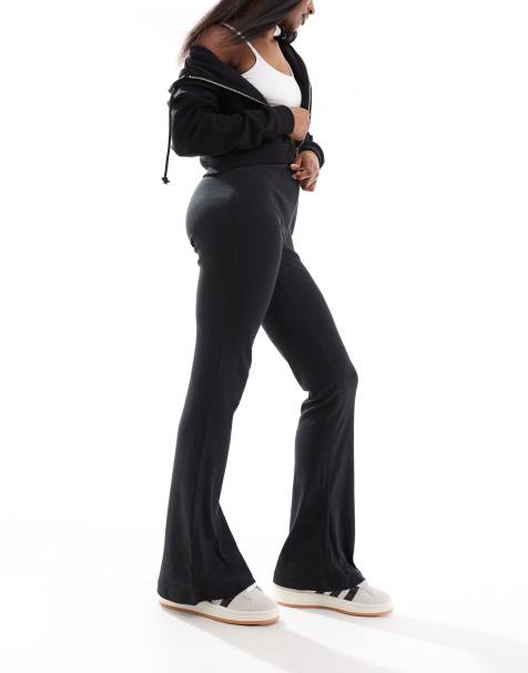 Noisy May flare ribbed pants in black - view 1