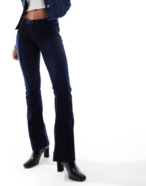 Noisy May - Flared jeans in donkerblauwe wassing