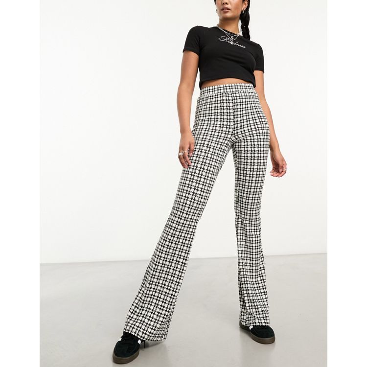 Flare Pants, Houndstooth Pants, Black Houndstooth Pants, Women's
